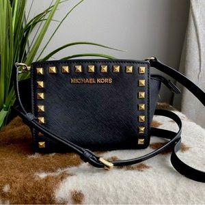 • Studded Selma Saffiano Leather Michael Kors Purse Crossbody •